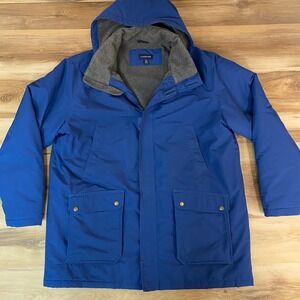 Lands' End Parka Mens XL 46-48 Blue Winter Coat Hooded Insulated Jacket